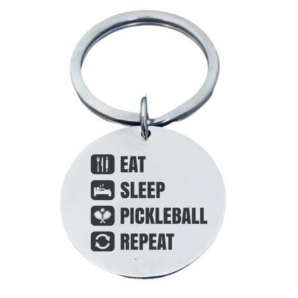 Eat Sleep Pickleball Repeat Keychain Round