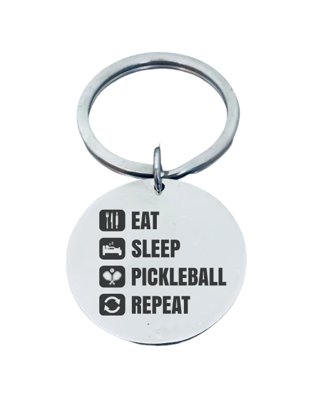 Eat Sleep Pickleball Repeat Keychain Round