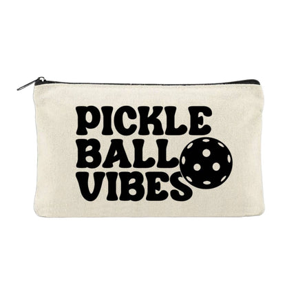 Pickleball Vibes Beige Canvas Zip Pouch