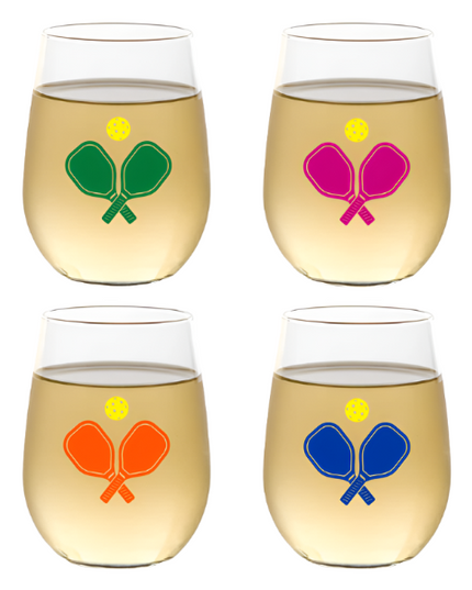 PICKLEBALL CROSS PADDLES Shatterproof Wine Glasses