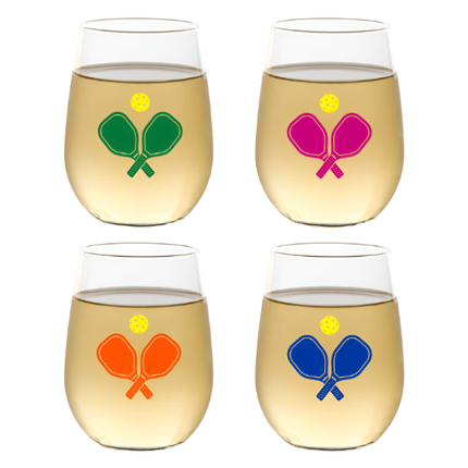PICKLEBALL CROSS PADDLES Shatterproof Wine Glasses