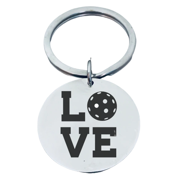 Love Pickleball Keychain Round