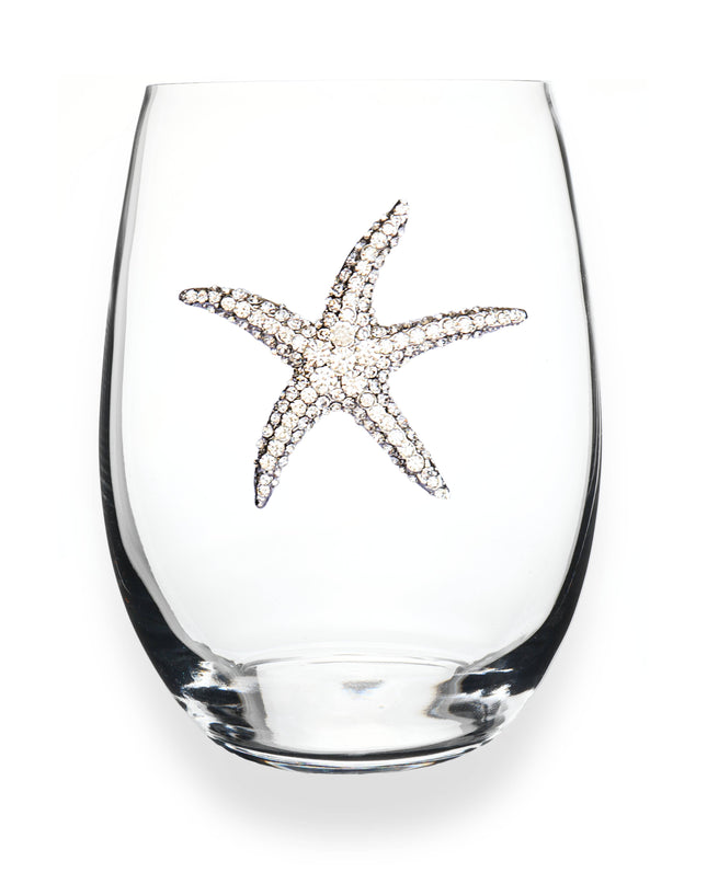 Starfish Jeweled Stemless Wine Glass