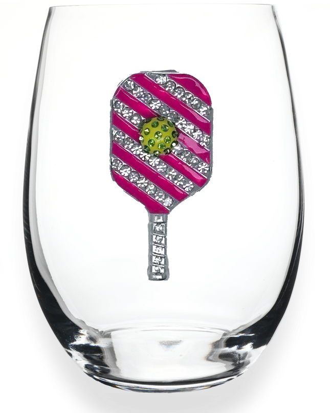 Pickleball Jeweled Stemless Wine Glass