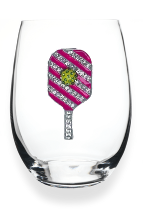 Pickleball Jeweled Stemless Wine Glass