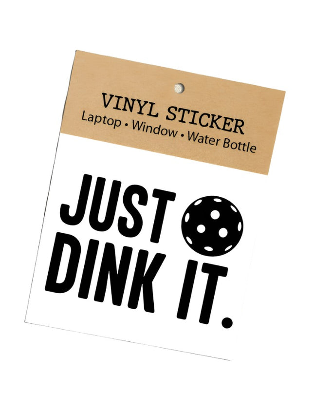 Pickleball Just Dink it Black Vinyl Laptop Sticker, Packaged