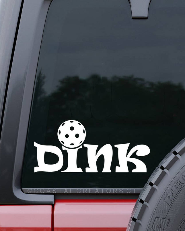 Pickleball Dink White Vinyl Car Window Decal (Packaged)