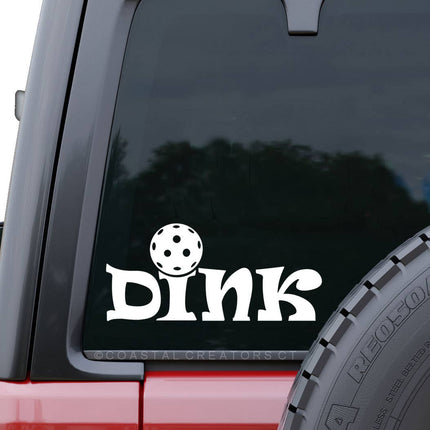 Pickleball Dink White Vinyl Car Window Decal (Packaged)