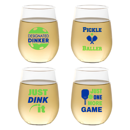 PICKLEBALL SAYINGS Shatterproof Wine Glasses