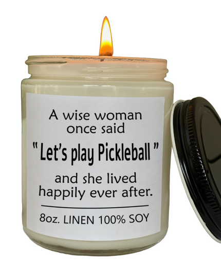 "Let's play Pickleball" Candle